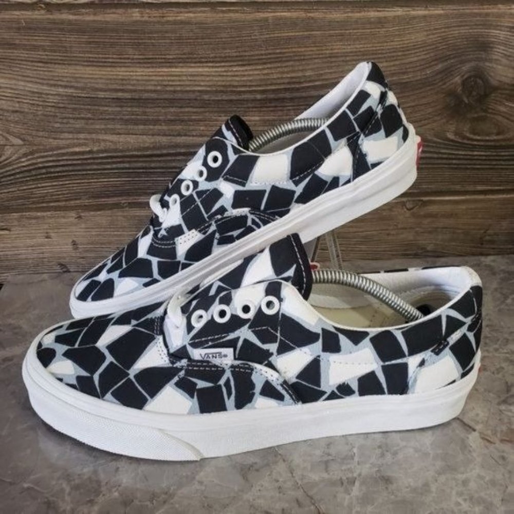 New Vans Era Mosaic Checkerboard Black Blue White Sneakers - Picture 2 of 8